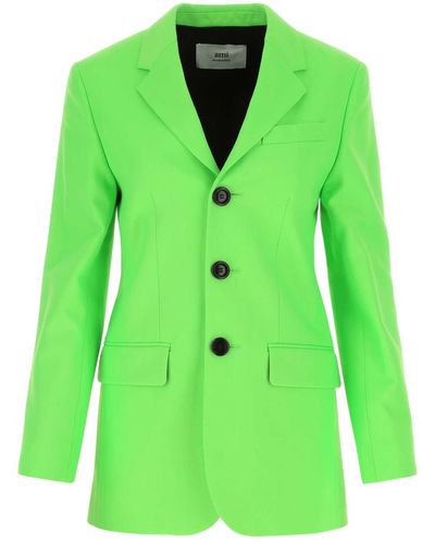 Ami Paris Fluo Wool And Acrylic Blazer - Green