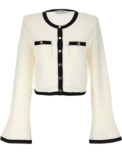 Self-Portrait Crochet Cardigan - White