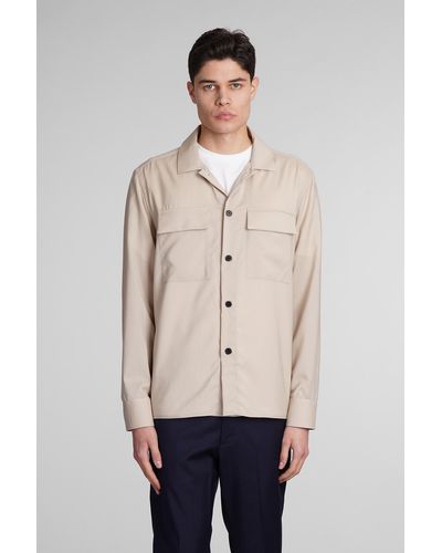 Low Brand Shirt S134 Tropical Shirt In Beige Wool - Natural
