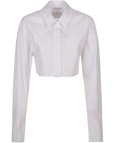 Patrizia Pepe Long Sleeve Cropped Shirt - White