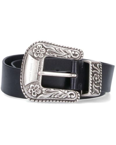 Golden Goose Logo Plaque Buckle Belt - Metallic