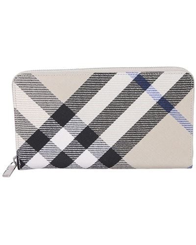 Burberry L Zip Check Wallet Ivory - White