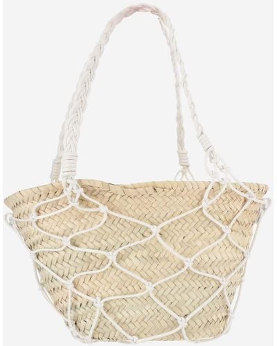 Filippo Catarzi 1910 Straw And Cotton Bag With Leather Details - White
