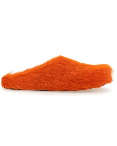 Marni Fussbett Faux-Fur Slippers - Orange