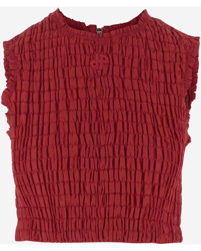 Patou Short Honeycomb Top In Sustainable Fault Line - Red