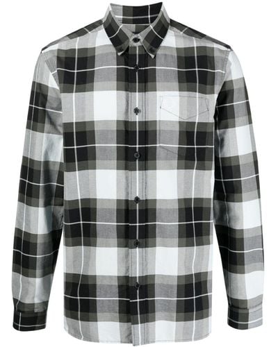 Fred Perry Laurel Wreath-embroidered Checkered Shirt - Gray