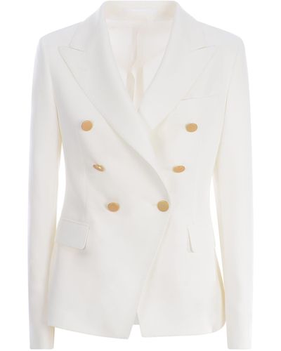 Tagliatore Jacket Double-breasted In Cady - White