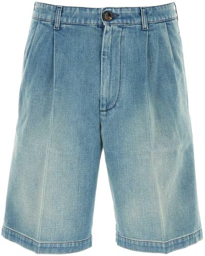 Gucci Denim Pleated Shorts - Blue