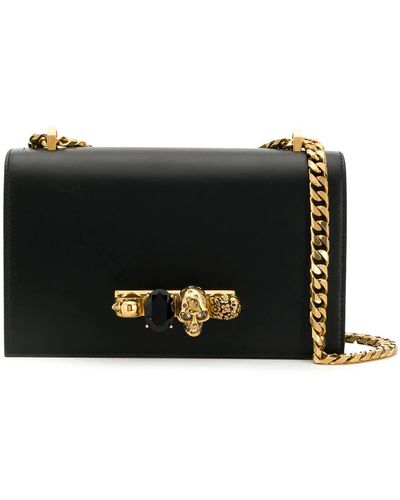 Alexander McQueen And Gold Jewelled Satchel Bag - Black