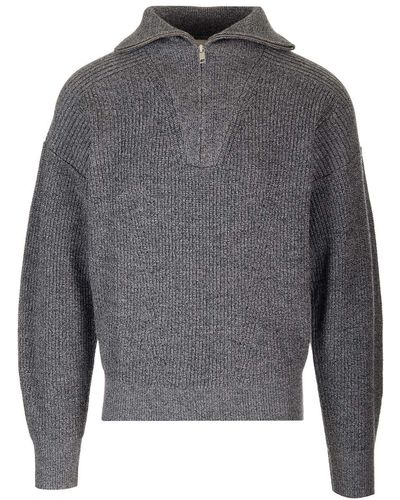 Isabel Marant Rib Knit Zip-up Sweater - Gray
