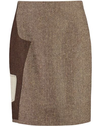 Moschino Wool Blend Midi Skirt - Brown