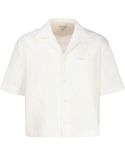 Bottega Veneta Short-sleeved Shirt In Textured Cotton - White