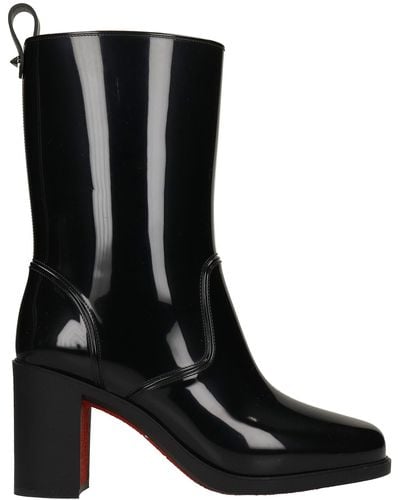 Christian Louboutin Loubirain 70 High Heels Ankle Boots In Patent Leather - Black