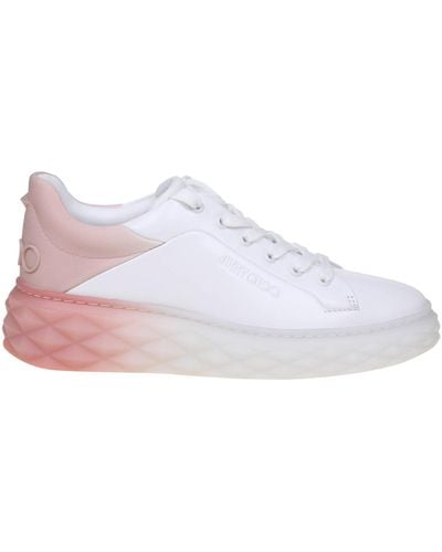 Jimmy Choo Diamond Maxi Brand-embellished Leather Low-top Sneakers - White