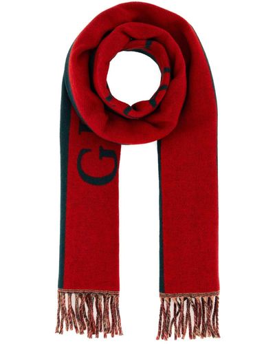 Gucci Two-Tone Wool Scarf - Red