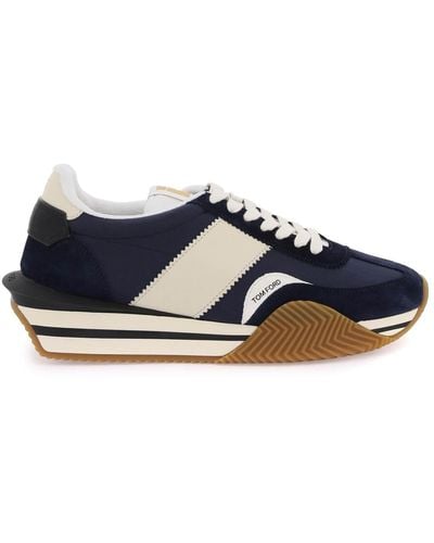 Tom Ford Techno Canvas And Suede 'james' Trainers - Multicolour