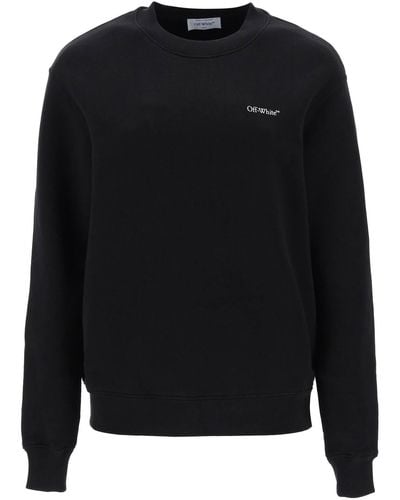 Off-White c/o Virgil Abloh Off- 'Embroidered Diagonal Tab Sweatshirt, Long Sleeves, , 100% Cotton, Size: Small - Black