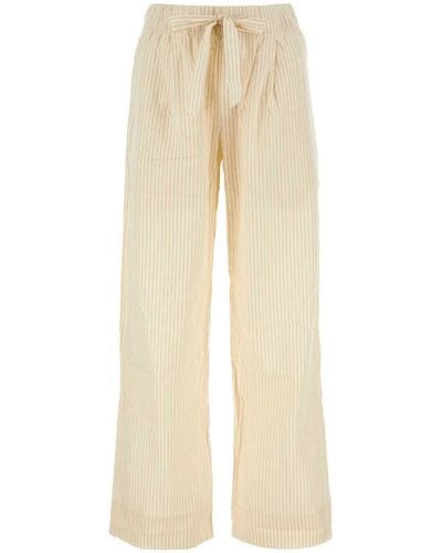 Tekla Embroidered Cotton Pajama Pant - Natural