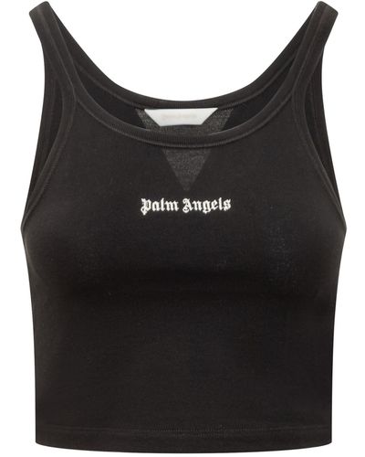Palm Angels Top With Logo - Black