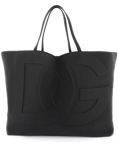 Dolce & Gabbana Large Dg Logo Shopping Bag - Black