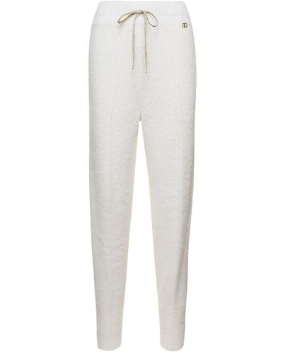 Twin Set Jogger Pants With Logo Patch - White