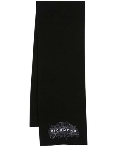 John Richmond Scarf With Embroidered Detail - Black