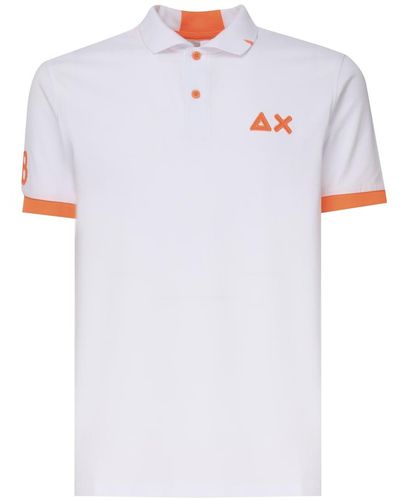 Sun 68 Polo T-Shirt With Front Logo - White
