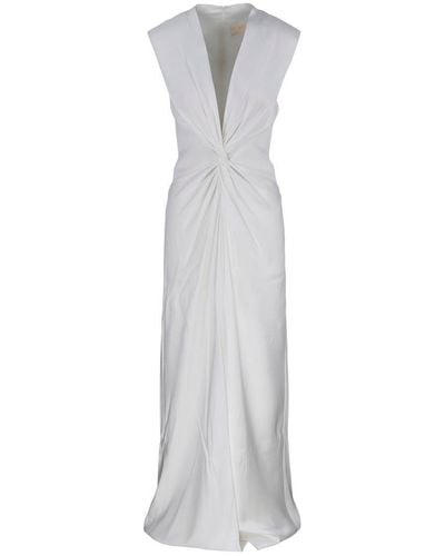 Max Mara Pilard V-neck Sleeveless Dress - White