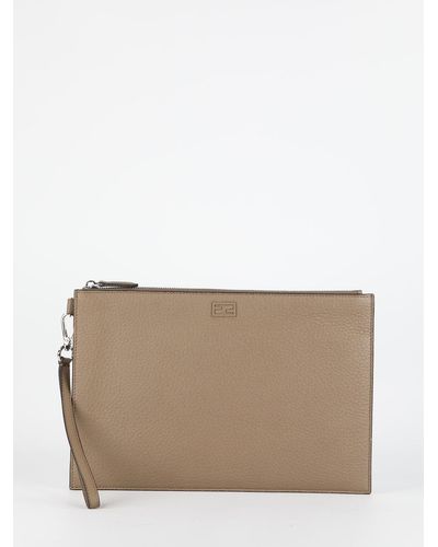 Fendi Beige Leather Pouch - Natural