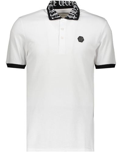 Philipp Plein Short Sleeve Cotton Polo Shirt - White