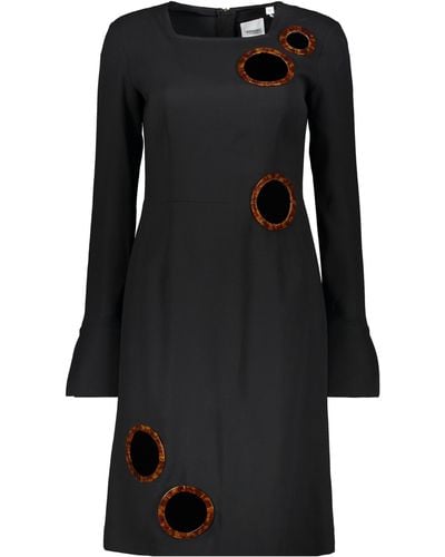 Burberry Silk Dress With Applications - Black