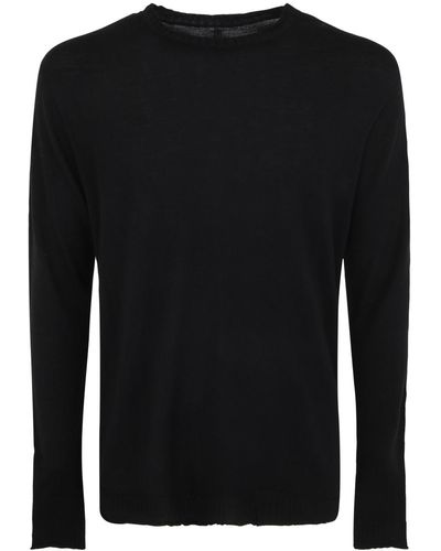 MD75 Wool Basic Crew Neck Sweater - Black