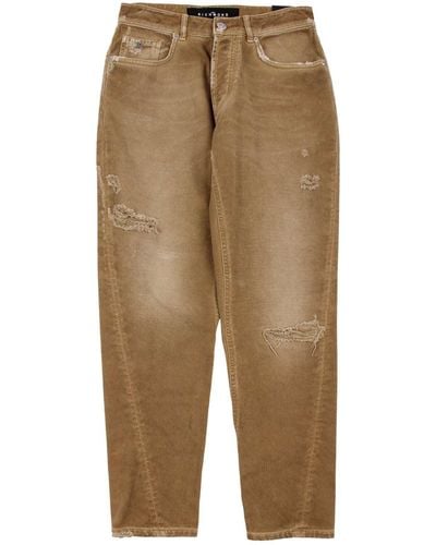 John Richmond Slim Jeans With Rips On The Front - Natural