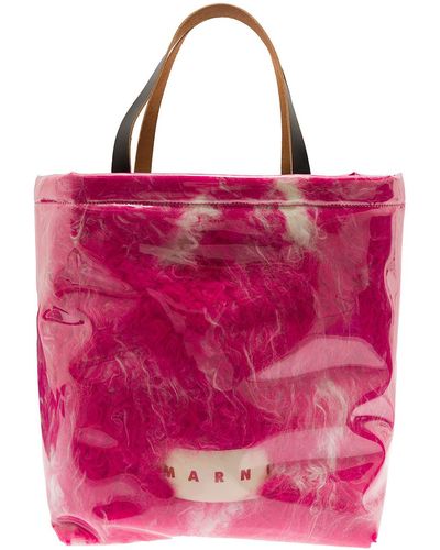 Marni Fuchsia Tote Bag With Plastic Covered Fur Embellishment - Pink