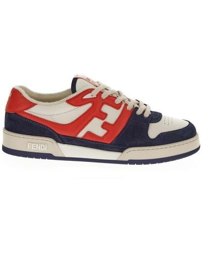 Fendi Low Top And Suede Sneaker - Red