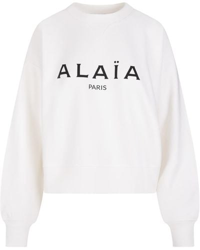 Alaïa White Crew Neck Sweatshirt With Logo