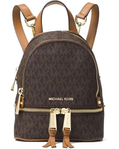 Michael Kors Rhea Mini Backpack With Logo - Brown