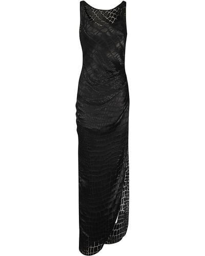 Blumarine Dress Croc Devore - Black
