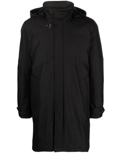 Fay Technical Gabardine Raincoat - Black