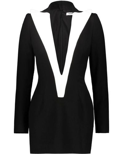 Monot Short Dress With Contrasting Lapels - Black