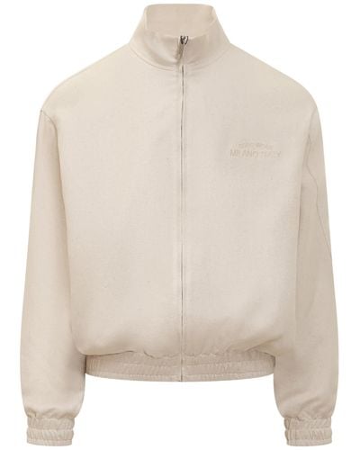 Gcds Linen Jacket With Logo And Track Collar - White