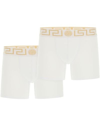 Versace Bi-Pack Underwear Greca Border Trunks - White