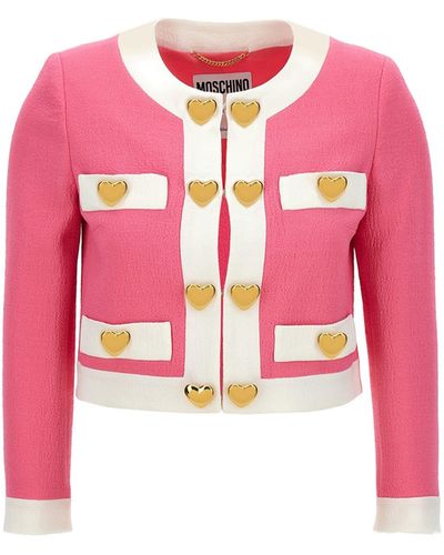 Moschino Heart Buttons Jackets - Pink