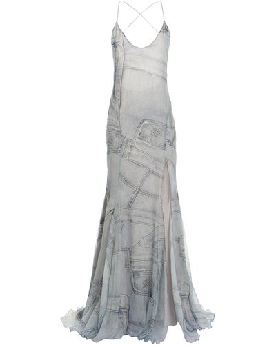 Blumarine Trompe-loeil Asymmetric Dress - Blue