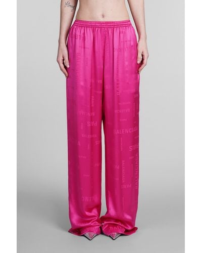 Balenciaga Trousers In Fuxia Silk - Pink