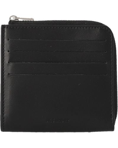 Jil Sander Logo Detailed Zip-up Wallet - Black