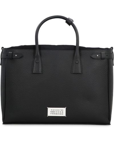 Maison Margiela 5Ac Pebbled Leather Tote - Black