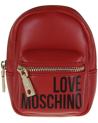 Love Moschino Logo Print Backpack Bag Charm - Red