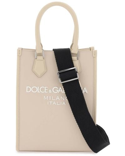 Dolce & Gabbana Small Nylon Tote Bag With Logo - Black