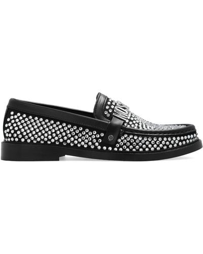 Moschino Bejewelled Loafers - Black